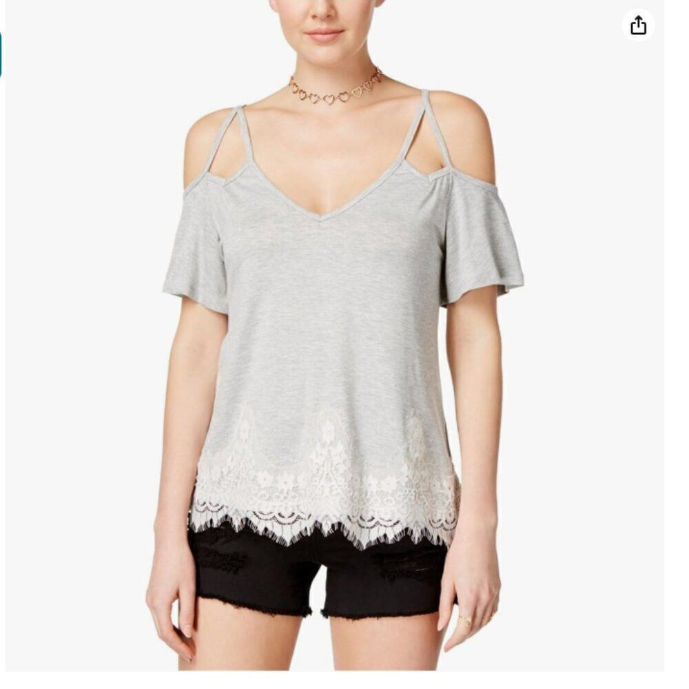 Self Esteem Women's Lace Hem BOHO Cold Shoulder NWT